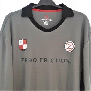Zero Friction Shirt Mens XL Gray Logo Print Cycling Running Golf Polo